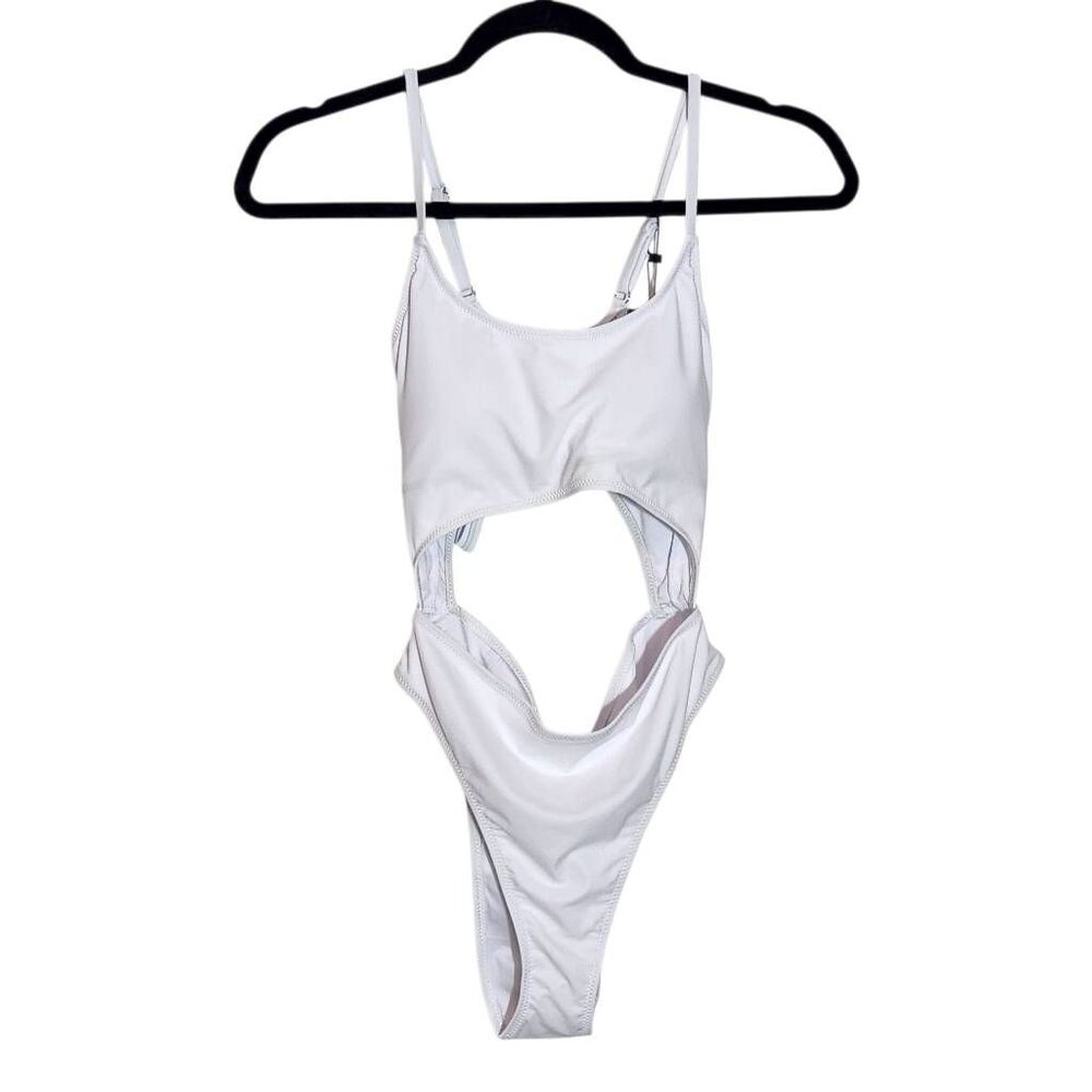 Meyeeka White One-Piece Swimsuit with Cut-Out and Cheeky Coverage NWT Size Small